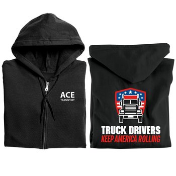Truck Drivers Keep America Rolling Gildan® Unisex Heavy Blend Full-Zip Hooded Sweatshirt - Silkscreened Personalization Available from Positive Promotions