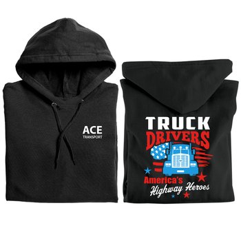 Truck Drivers: America's Highway Heroes Gildan® Unisex Heavy Blend Pullover Hooded Sweatshirt - Silkscreened Personalization Available from Positive Promotions
