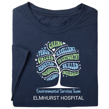 Environmental Services Tree Word Cloud Unisex Short-Sleeved T-Shirt - Silkscreened Personalization Available from Positive Promotions