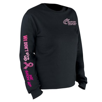 We Don't Give Up; We Show Up Unisex Long-Sleeved 2-Location T-Shirt - Silkscreened Personalization Available from Positive Promotions