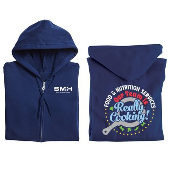 Food & Nutrition Services: Our Team Is Really Cooking! Gildan® Unisex Full-Zip Hooded Sweatshirt - Silkscreened Personalization Available from Positive Promotions
