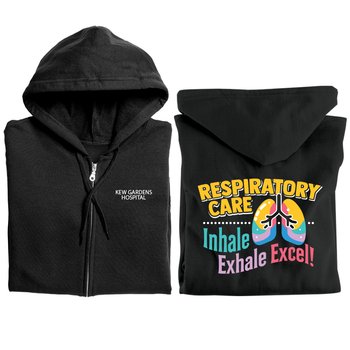 Respiratory Care: Inhale, Exhale, Excel! Gildan® Unisex Heavy Blend Full-Zip Hooded Sweatshirt - Silkscreened Personalization Available from Positive Promotions