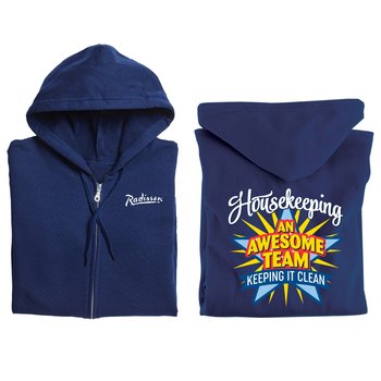 Housekeeping: An Awesome Team Keeping It Clean Gildan® Unisex Heavy Blend Full-Zip Hooded Sweatshirt - Silkscreened Personalization Available from Positive Promotions
