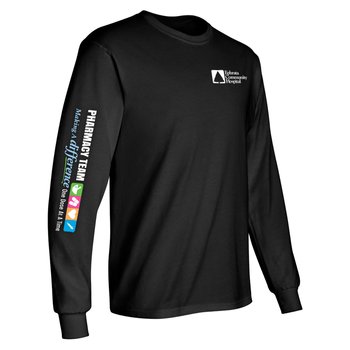 Pharmacy Team: Making a Difference One Dose at a Time Unisex 2-Location Long-Sleeved T-Shirt - Silkscreened Personalization Available from Positive Promotions