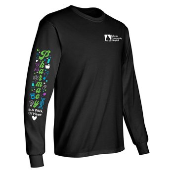 Pharmacy Is a Work of Heart Unisex 2-Location Long-Sleeved T-Shirt - Silkscreened Personalization Available from Positive Promotions