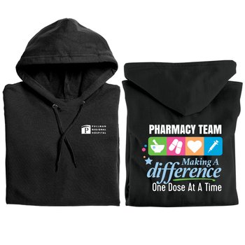 Pharmacy Team: Making a Difference One Dose at a Time Gildan® Unisex Heavy Blend Pullover Hooded Sweatshirt - Silkscreened Personalization Available from Positive Promotions