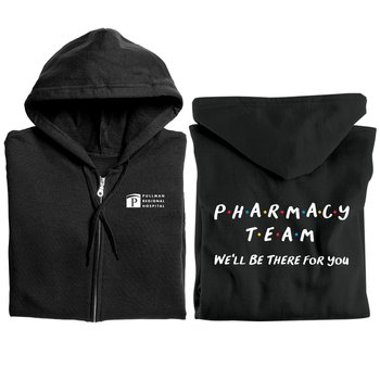 Pharmacy Team: We'll Be There for You Gildan® Unisex Heavy Blend Full-Zip Hooded Sweatshirt - Silkscreened Personalization Available from Positive Promotions
