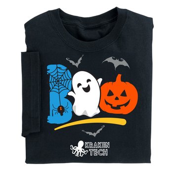 Halloween Boo Unisex Short-Sleeved T-Shirt - Silkscreened Personalization Available from Positive Promotions