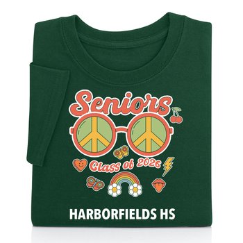 Seniors Class of 2026 Peace Sign Sunglasses Gildan® Unisex Heavy Cotton T-Shirt: Best-Selling Colors - Silkscreened Personalization Available from Positive Promotions