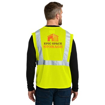Carhartt® Unisex ANSI Class 2 Hi-Vis Safety Mesh Zip-Front Vest - Heat-Transfer Personalization Available from Positive Promotions