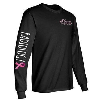 Radiology Pink Ribbon Unisex Long-Sleeved 2-Location T-Shirt - Silkscreened Personalization Available from Positive Promotions