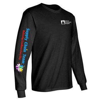 Supply Chain Team: Delivering Excellence Every Day Unisex 2-Location Long-Sleeved T-Shirt - Silkscreened Personalization Available from Positive Promotions