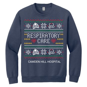 Respiratory Care Ugly Christmas Sweater GIldan® Unisex Heavy Blend® Crewneck Sweatshirt - Silkscreened Personalization Available from Positive Promotions