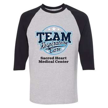 Team Respiratory Care Gildan® Unisex Heavy Cotton® 3/4 Raglan Sleeve T-Shirts - Silkscreened Personalization Available from Positive Promotions