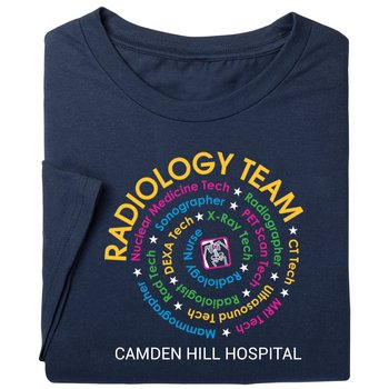 Radiology Team Swirl Unisex Short-Sleeved T-Shirt - Silkscreened Personalization Available from Positive Promotions