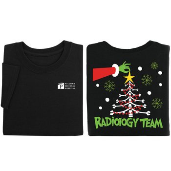 Radiology Team Christmas Unisex 2-Sided Short-Sleeved T-Shirt - Silkscreened Personalization Available from Positive Promotions