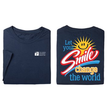 Let Your Smile Change the World Unisex 2-Sided Short-Sleeved T-Shirt - Silkscreened Personalization Available from Positive Promotions