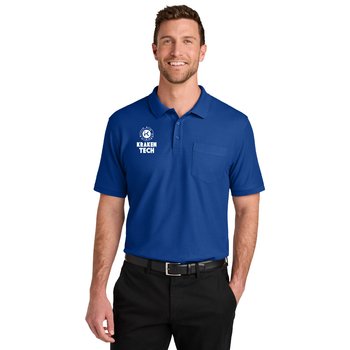 Port Authority® Unisex Wearever Signature Piqué Short-Sleeved Pocket Polo - Silkscreened Personalization Available from Positive Promotions