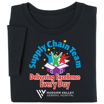 Supply Chain Team: Delivering Excellence Every Day Unisex Short-Sleeved T-Shirt - Silkscreened Personalization Available from Positive Promotions