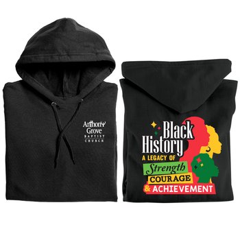 Black History: A Legacy of Strength, Courage, & Achievement Gildan® Unisex Heavy Blend Pullover Hooded Sweatshirt - Silkscreened Personalization Available from Positive Promotions