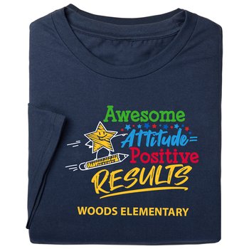 Awesome Attitude = Positive Results Youth Short-Sleeved T-Shirt - Silkscreened Personalization Available from Positive Promotions