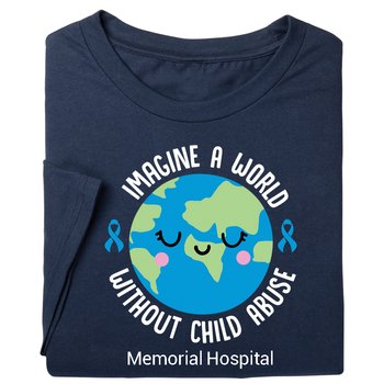 Imagine a World Without Child Abuse Unisex Short-Sleeved T-Shirt - Silkscreened Personalization Available from Positive Promotions