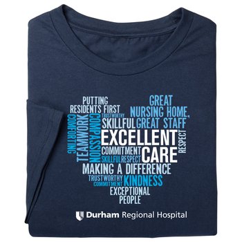 Nursing Home Word Heart Unisex Short-Sleeved T-Shirt - Silkscreened Personalization Available from Positive Promotions