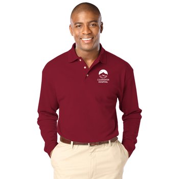 Blue Generation® Men's Superblend Long-Sleeved Button-Up Polo - Silkscreened Personalization Available from Positive Promotions