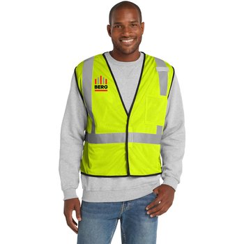 CornerStone® ANSI 107 Class 2 Economy Mesh One-Pocket Vest - Full-Color Personalization Available from Positive Promotions