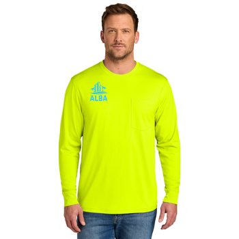 CornerStone® Men's Workwear Pro Long-Sleeved Pocket Tee - Silkscreened Personalization Available from Positive Promotions