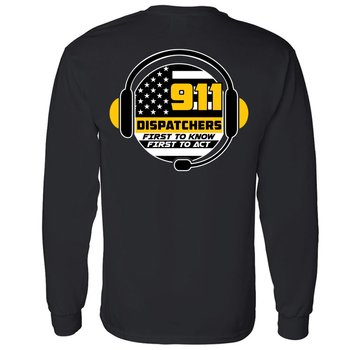 911 Dispatchers: First to Know, First to Act Gildan® Unisex 2-Sided Long-Sleeved T-Shirt - Silkscreened Personalization Available from Positive Promotions