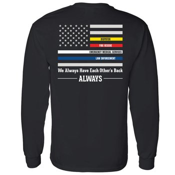 We Always Have Each Other's Back Gildan® Unisex 2-Sided Long-Sleeved T-Shirt - Silkscreened Personalization Available from Positive Promotions