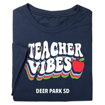 Teacher Vibes Unisex Short-Sleeved T-Shirt - Silkscreened Personalization Available from Positive Promotions