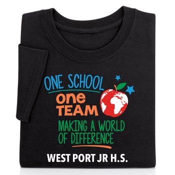 One School, One Team Making a World of Difference Unisex Short-Sleeved T-Shirt - Silkscreened Personalization Available from Positive Promotions