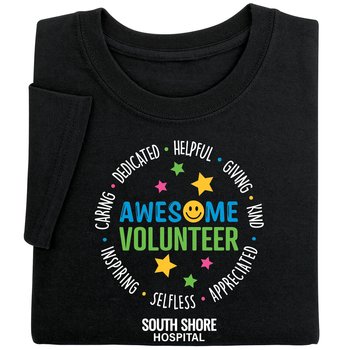 Awesome Volunteer Word Circle Unisex Short-Sleeved T-Shirt - Silkscreened Personalization Available from Positive Promotions