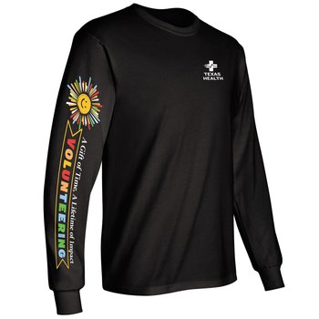 Volunteering: A Gift of Time, A Lifetime of Impact Unisex 2-Location Long-Sleeved T-Shirt - Silkscreened Personalization Available from Positive Promotions