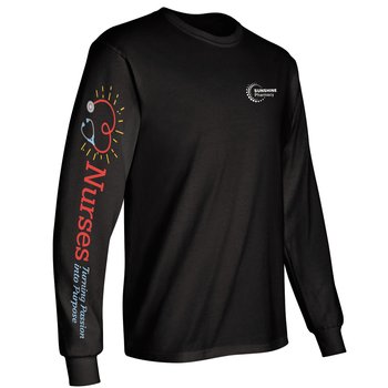 Nurses: Turning Passion Into Purpose Unisex 2-Location Long-Sleeved T-Shirt - Silkscreened Personalization Available from Positive Promotions