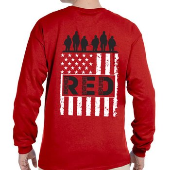 Remember Everyone Deployed (Design A) Unisex 2-Sided Long-Sleeved T-Shirt - Silkscreened Personalization Available from Positive Promotions