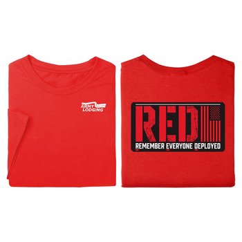 Remember Everyone Deployed (Design B) Unisex 2-Sided Short-Sleeved T-Shirt - Silkscreened Personalization Available from Positive Promotions