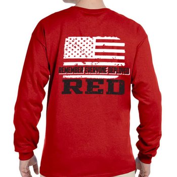 Remember Everyone Deployed (Design C) Unisex 2-Sided Long-Sleeved T-Shirt - Silkscreened Personalization Available from Positive Promotions