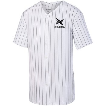 Augusta Sportswear® Unisex Pinstripe Full-Button Baseball Jersey - Silkscreened Personalization Available from Positive Promotions