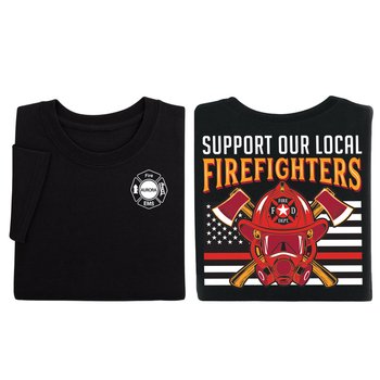 Support Our Local Firefighters Department Pride Unisex Short-Sleeved T-Shirt - Silkscreened Personalization Available from Positive Promotions