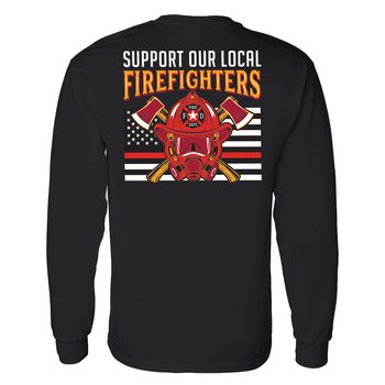 Support Our Local Firefighters Department Pride Unisex Long-Sleeved T-Shirt - Silkscreened Personalization Available from Positive Promotions