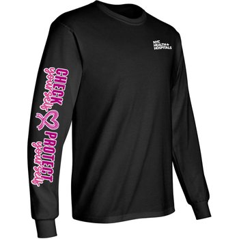 Check Yourself, Protect Yourself Unisex Long-Sleeved 2-Location T-Shirt - Silkscreened Personalization Available from Positive Promotions