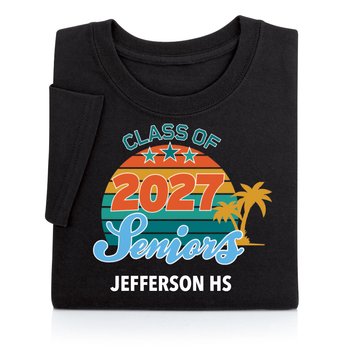 Class of 2027 Seniors Rainbow Palm Tree Gildan® Adult/Unisex Heavy Cotton T-Shirt: Premium Colors - Silkscreened Personalization Available from Positive Promotions