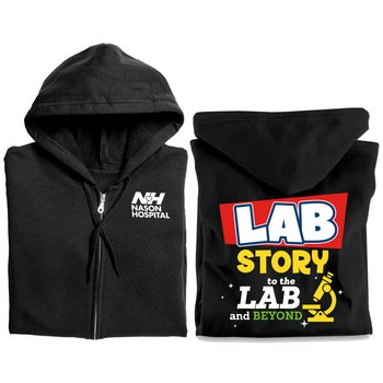 Lab Story: To the Lab and Beyond Gildan® Unisex Heavy Blend Full-Zip Hooded Sweatshirt - Silkscreened Personalization Available from Positive Promotions