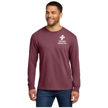 Port & Co. Unisex Beach Wash® Garment-Dyed Long-Sleeved T-Shirt - Silkscreened Personalization Available from Positive Promotions