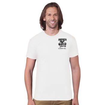 Bayside USA-Made Unisex 50/50 Short-Sleeved T-Shirt - Silkscreened Personalization Available from Positive Promotions