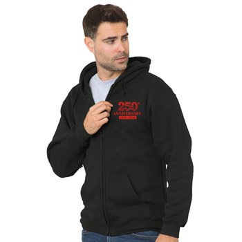 Bayside USA-Made Unisex Full-Zip Hooded Sweatshirt - Silkscreened Personalization Available from Positive Promotions