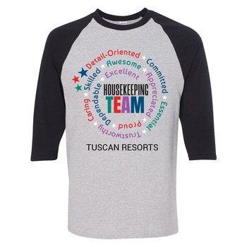 Housekeeping Swirl-Gildan &reg; Heavy Cotton &trade; 3/4 Raglan Sleeve T-Shirt from Positive Promotions